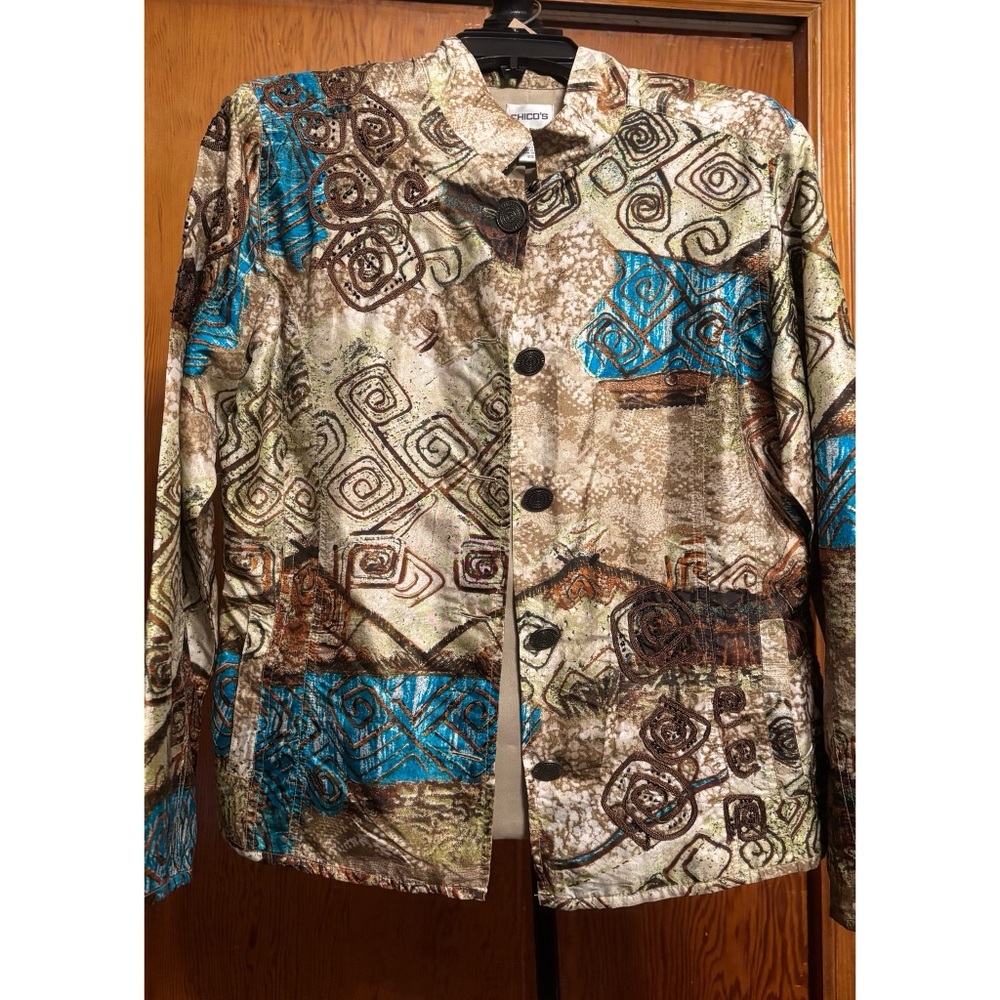 Chico‘S Hundred Percent Silk Blazer Shirt